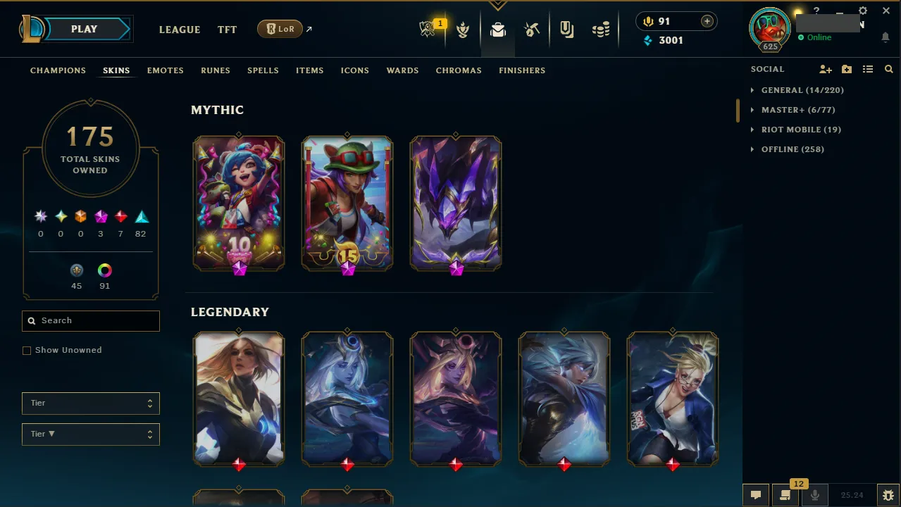 🌍 EUNE 🔒 Handlevel ⚡️ Master (281 LP) 🥇 Jungle/Support ✨️ Grandmaster 500LP Peak 🔥 175 Skins ✅ #TH-0701