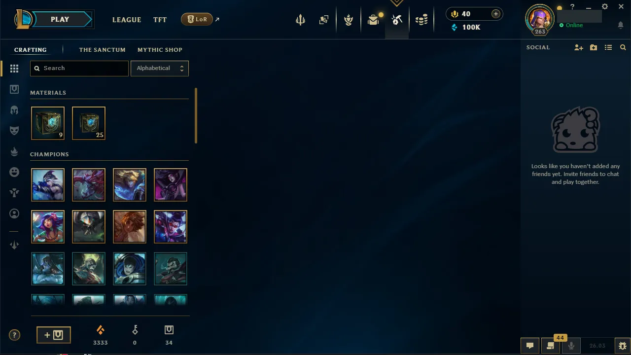 🌍 EUW 👑 Season 16 (Current) 🔥 Master (627 LP) 📌️ Multi Role 💎️ 34 Skins ✨️ 100K BE + All Champs 🔐 Lifetime Ownership 🏷️ #TH-D3P