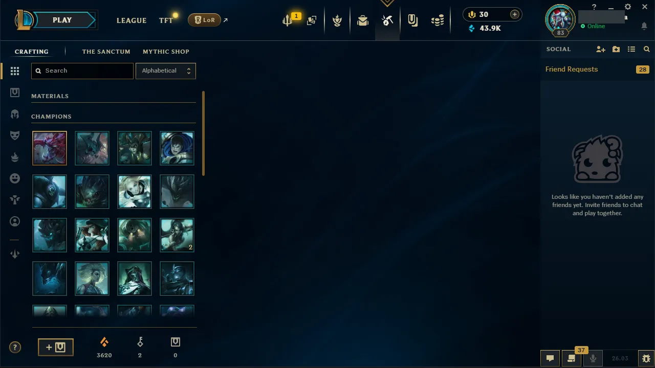 🌍 EUW 👑 Season 16 (Current) 🔥 Diamond I (20 LP) 📌️ Mid Main 💎️ Master Peak Current Season ✨️ Big Loot 🔐 Lifetime Ownership 🏷️ #TH-2S0