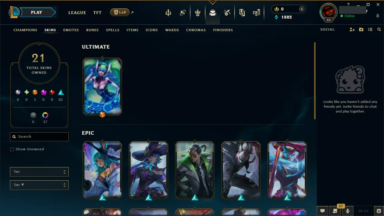 🌍 EUNE 👑 Season 16 (Current) 🔥 Master (21 LP) 📌️ Support/ADC 💎️ WR:59% ✨️ 21 Skins +23LP Gains 🔐 Lifetime Ownership 🏷️ #TH-2X9