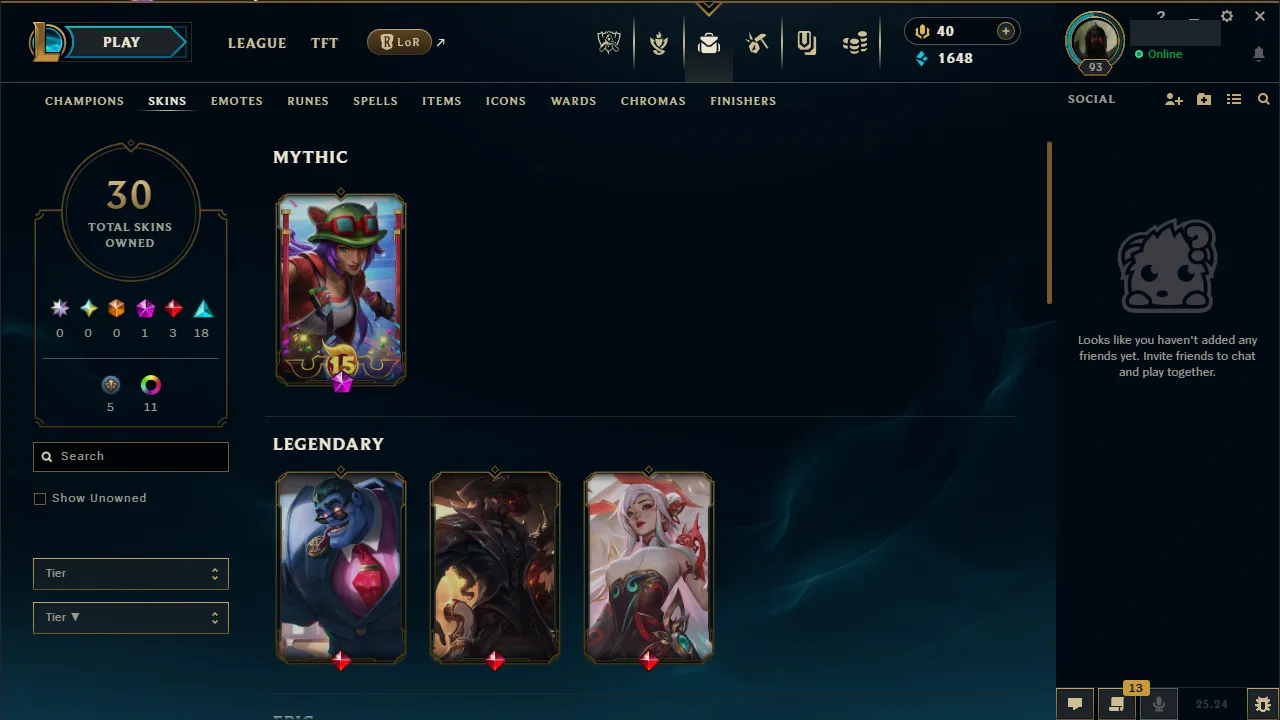 🌍 EUW 🔒 Handlevel ⚡️ Emerald IV (38 LP) 🥇 Jungle Main ✨️ WR:56% 🔥 30 Skins 📧 Full Access Account ✅ #TH-Y7Z