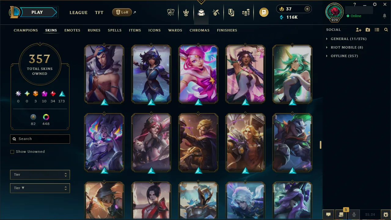 🌍 EUW 🔒 Handlevel ⚡️ Emerald I (75 LP) 🥇 ADC Main ✨️ 352 Skins + 458 Chromas 🔥 All Champs 📧 Full Access Account ✅ #TH-704