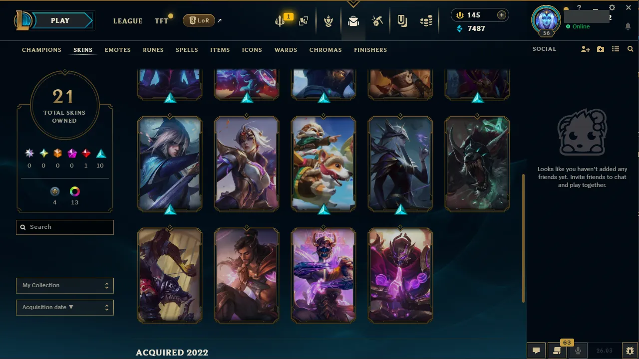 🌍 EUW 👑 Season 16 (Current) 🔥 Diamond III (99 LP) 📌️ Mid Main 💎️ +25LP Gains ✨️ 21 Skins 🔐 Lifetime Ownership 🏷️ #TH-FX7