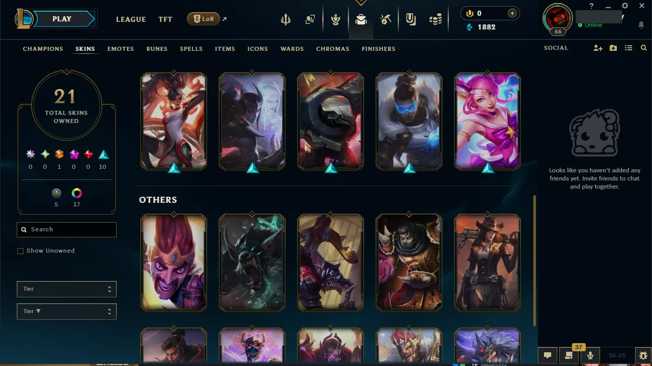 🌍 EUNE 👑 Season 16 (Current) 🔥 Master (21 LP) 📌️ Support/ADC 💎️ WR:59% ✨️ 21 Skins +23LP Gains 🔐 Lifetime Ownership 🏷️ #TH-2X9