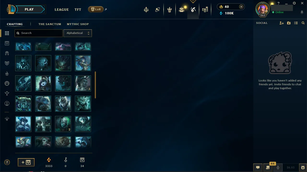 🌍 EUW 👑 Season 16 (Current) 🔥 Master (627 LP) 📌️ Multi Role 💎️ 34 Skins ✨️ 100K BE + All Champs 🔐 Lifetime Ownership 🏷️ #TH-D3P