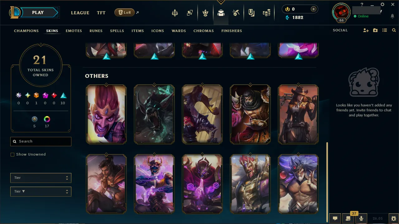 🌍 EUNE 👑 Season 16 (Current) 🔥 Master (21 LP) 📌️ Support/ADC 💎️ WR:59% ✨️ 21 Skins +23LP Gains 🔐 Lifetime Ownership 🏷️ #TH-2X9