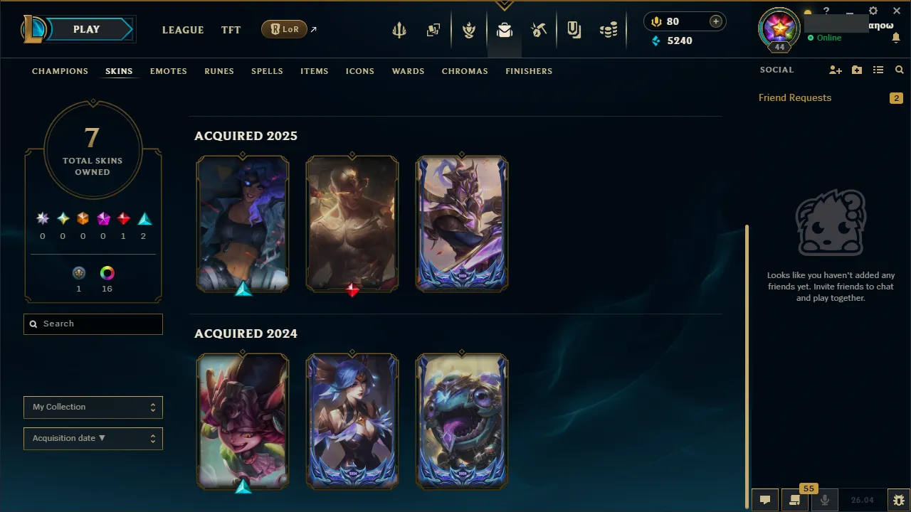 🌍 EUW 👑 Season 16 (Current) 🔥 Diamond IV (21 LP) 💎️ +24LP Gains ✨️ 7 Skins + Loot 🔐 Lifetime Ownership 🏷️ #TH-FLK-F6