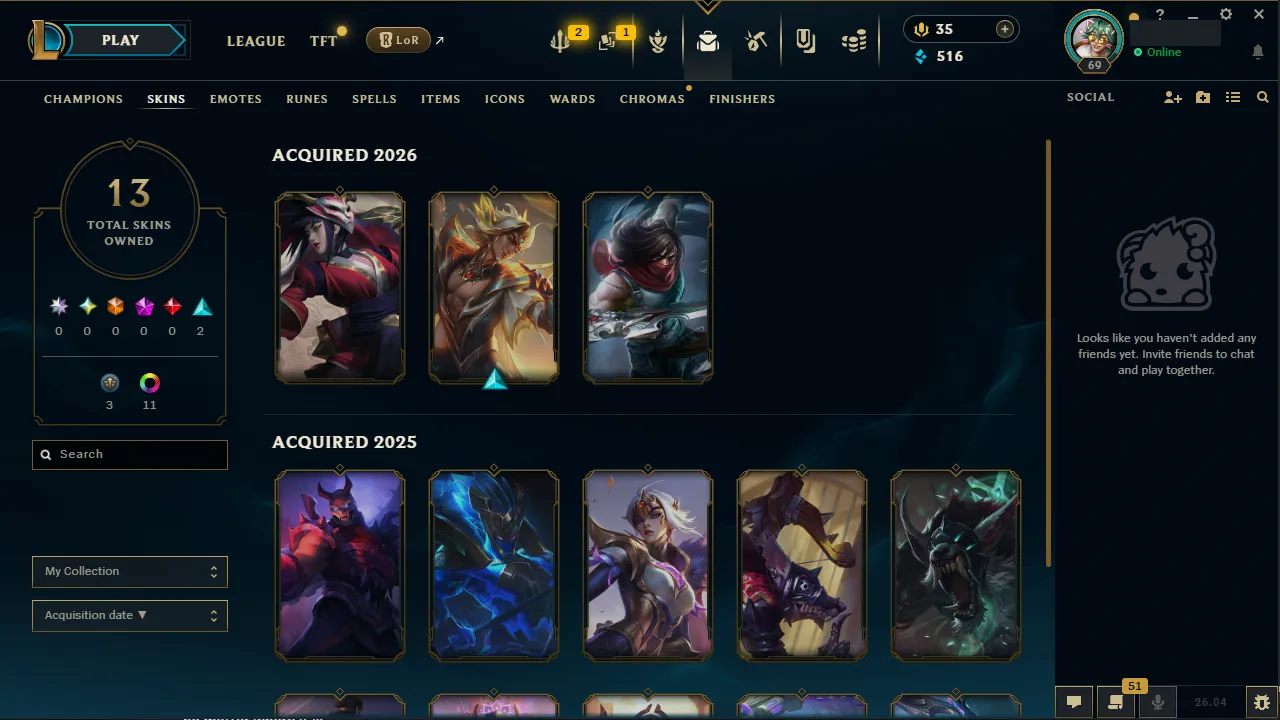 🌍 EUNE 👑 Season 16 (Current) 🔥 Diamond IV (76 LP) 📌️ Jungle Main 💎️ 109 Champs ✨️ 13 Skins 🔐 Lifetime Ownership 🏷️ #TH-4H7