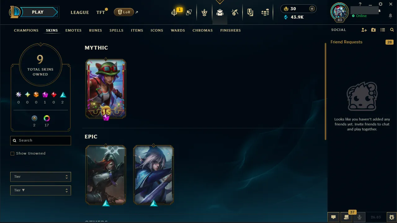 🌍 EUW 👑 Season 16 (Current) 🔥 Diamond I (20 LP) 📌️ Mid Main 💎️ Master Peak Current Season ✨️ Big Loot 🔐 Lifetime Ownership 🏷️ #TH-2S0