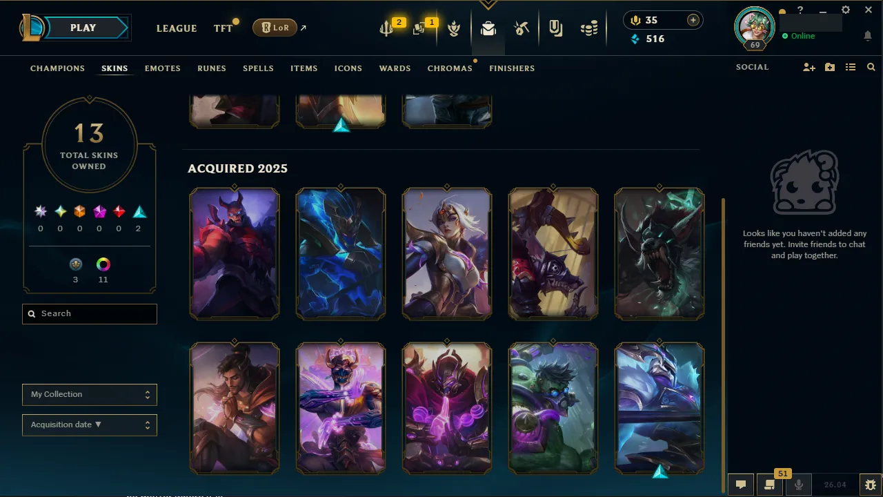 🌍 EUNE 👑 Season 16 (Current) 🔥 Diamond IV (76 LP) 📌️ Jungle Main 💎️ 109 Champs ✨️ 13 Skins 🔐 Lifetime Ownership 🏷️ #TH-4H7