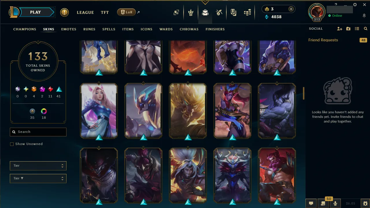 🌍 EUNE 👑 Season 16 (Current) 🔥 Unranked 💎️ 133 Skins ✨️ 167 Champs 🔐 Lifetime Ownership 🏷️ #TH-0808