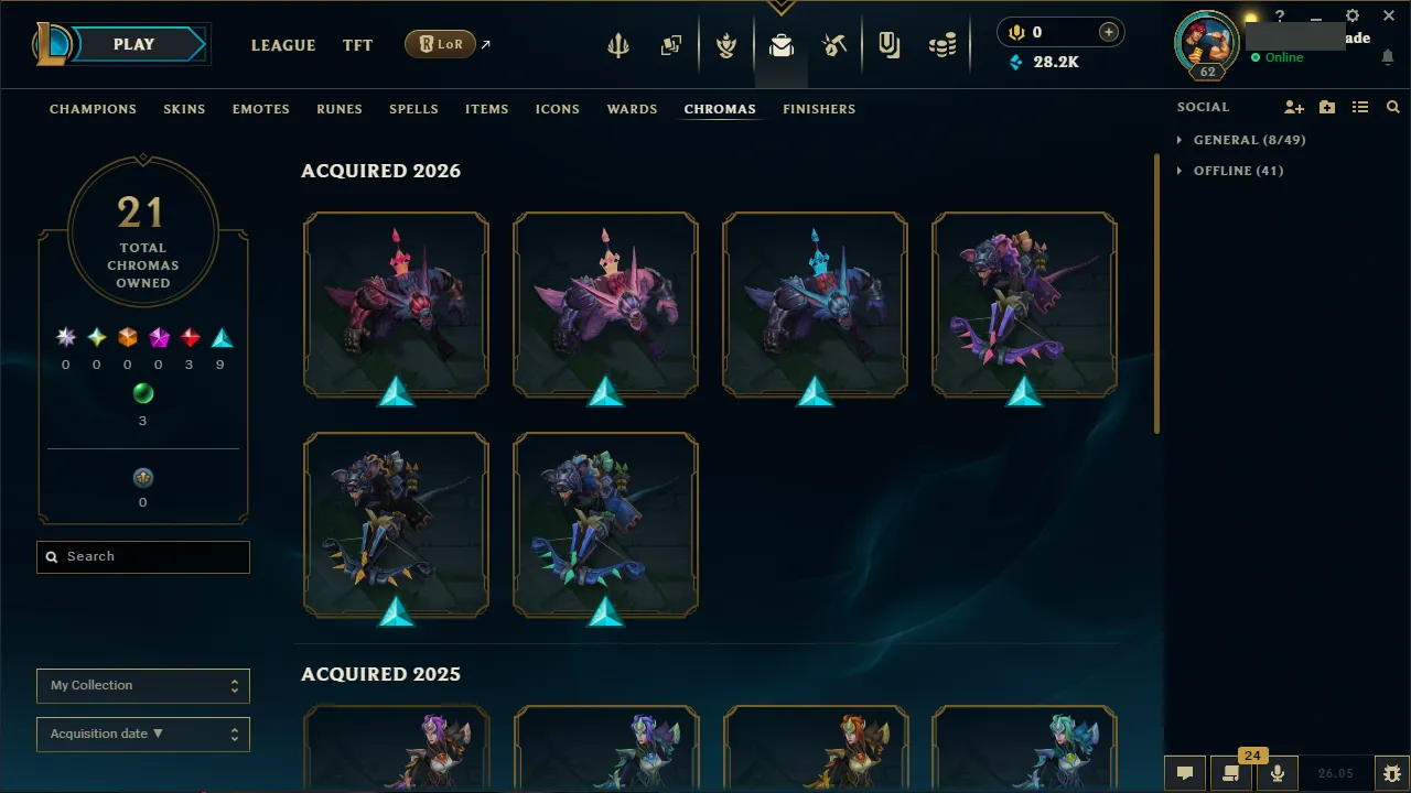 🌍 EUW 👑 Season 16 (Current) 🔥 Diamond IV (10 LP) 📌️ ADC Main 💎️ Highnoon Yone ✨️ 16 Skins 🔐 Lifetime Ownership 🏷️ #TH-6X8