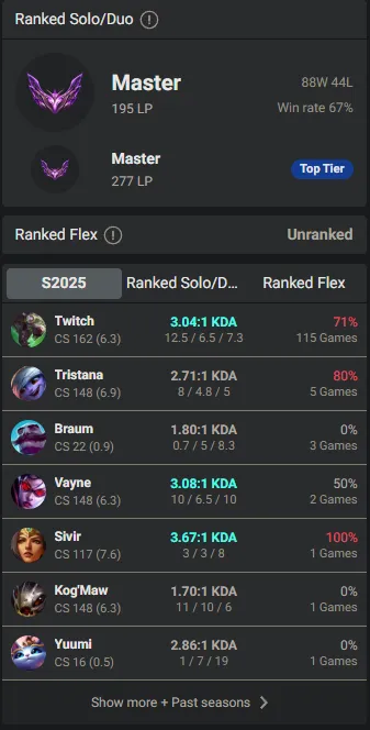 🌍 EUW 🔒 Handlevel ⚡️ Master (195 LP) 🥇 ADC Main ✨️ WR:67% 🔥 227LP Peak 📧 Full Access Account ✅ #TH-GLDS