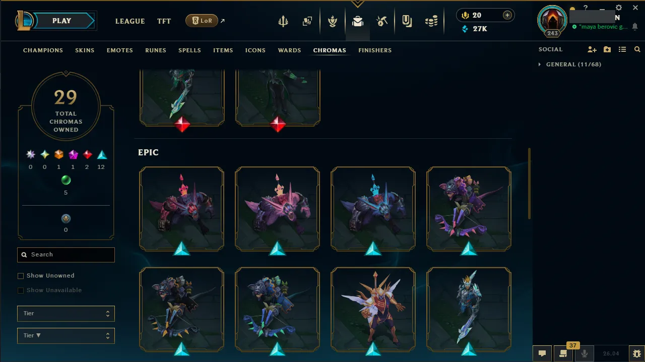 🌍 EUNE 👑 Season 16 (Current) 🔥 Master (373 LP) 📌️ JNG Main 💎️ 120 Skins ✨️ 171 Champs 🔐 Lifetime Ownership 🏷️ #TH-0701