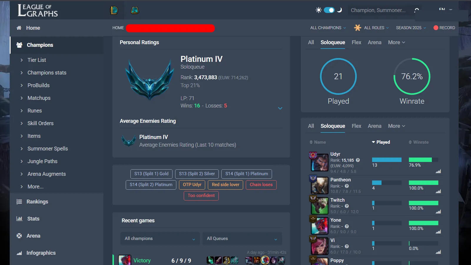 🌍 EUW 🔒 Handlevel ⚡ Platinum IV (71 LP)✨ WR:76% 🔥 +38LP Gains ♾️ Lifetime Ownership 📧 Full Email Access ✅ Full Ownership Transfer
