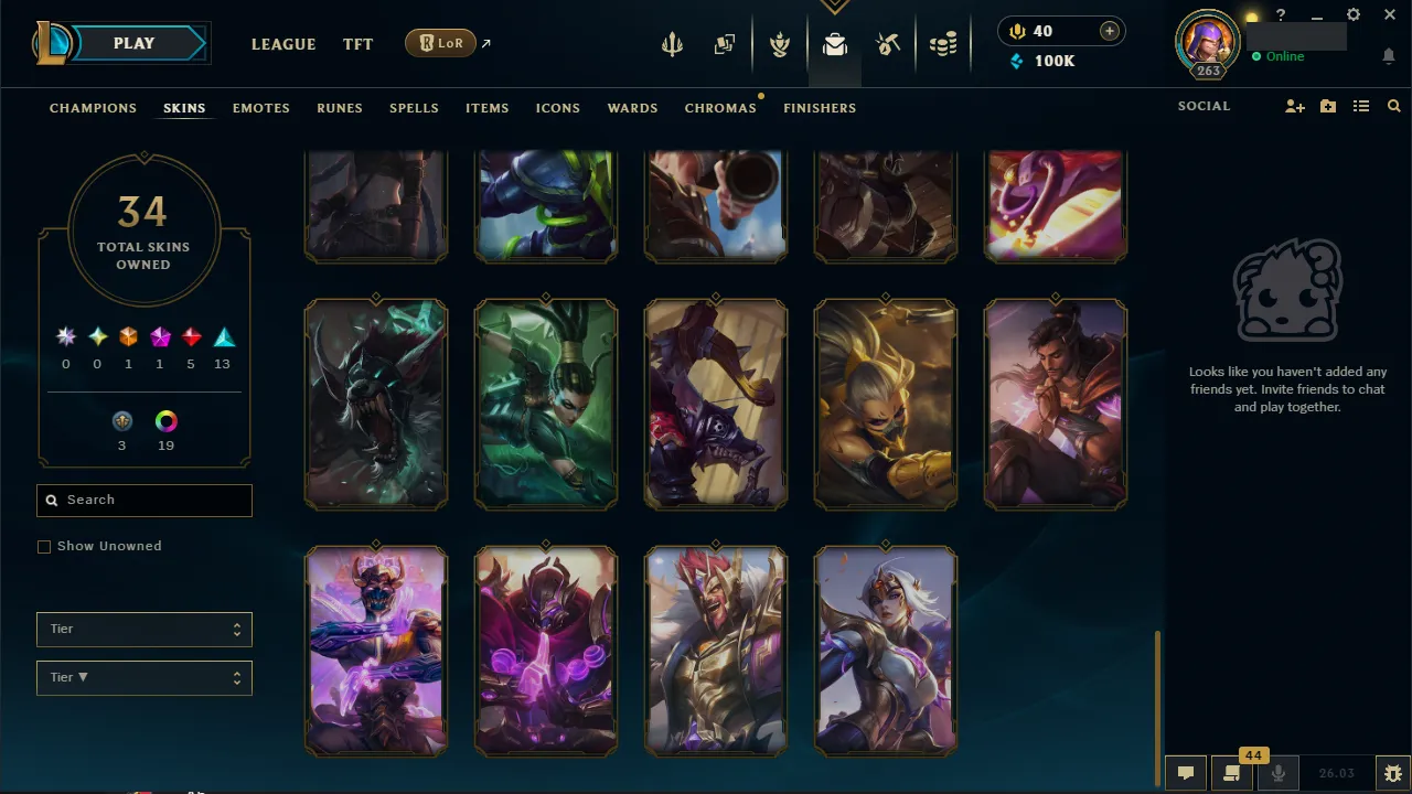 🌍 EUW 👑 Season 16 (Current) 🔥 Master (627 LP) 📌️ Multi Role 💎️ 34 Skins ✨️ 100K BE + All Champs 🔐 Lifetime Ownership 🏷️ #TH-D3P