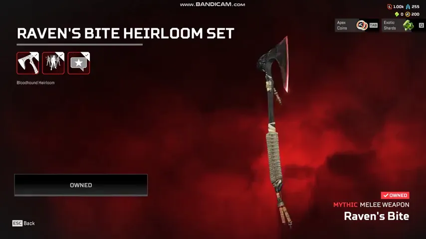 AP702 //Bloodhound Relic Heirloom Raven's Bite Bangalore Revenant Pathfinder 24 Lvl Rookie