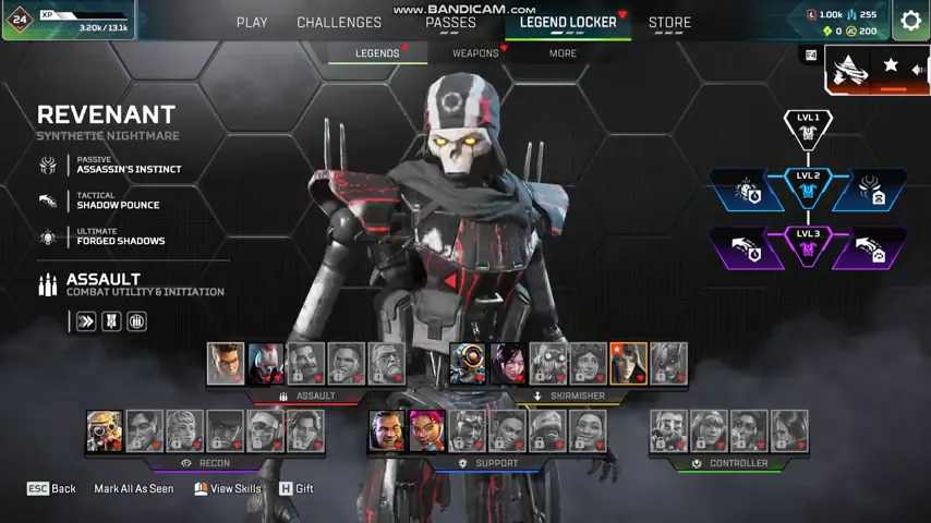 AP702 //Bloodhound Relic Heirloom Raven's Bite Bangalore Revenant Pathfinder 24 Lvl Rookie