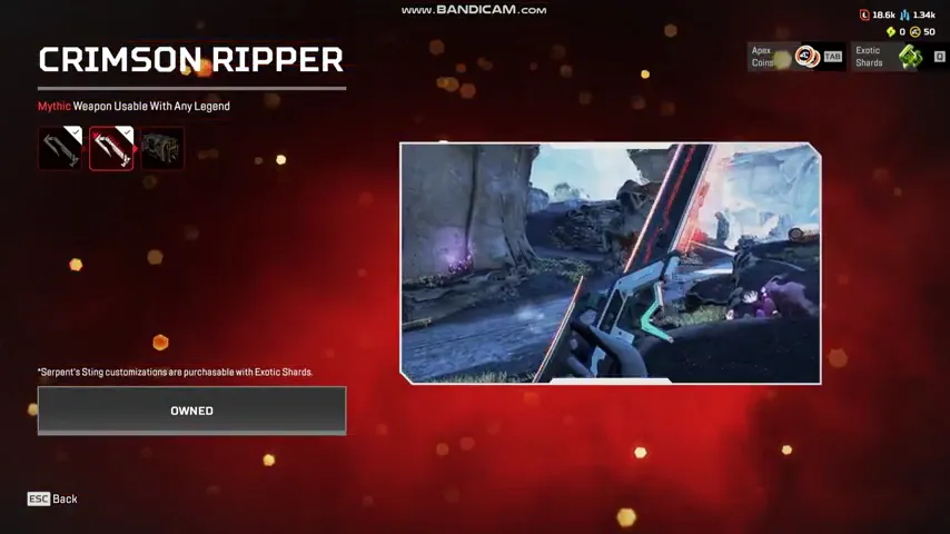 AP706 //Alter Serpent's Sting Heirloom Crimson Ripper Mythic Weapon Universal Melee Set 2 Items Gibraltar Wraith 94 Lvl Rookie