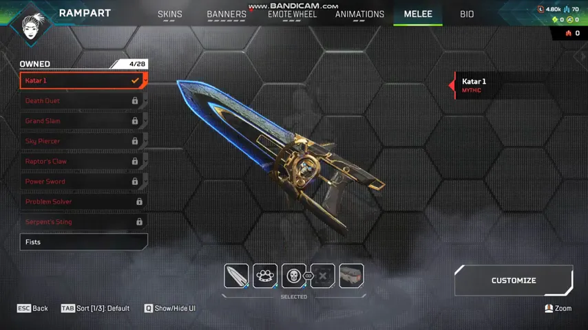 AP704 // Rampart Cobalt Katar Heirloom Artifact Set 4 Items Rampart Skins Lime Green Owned Katar Rampart Controller Legend 91 Lvl Rookie