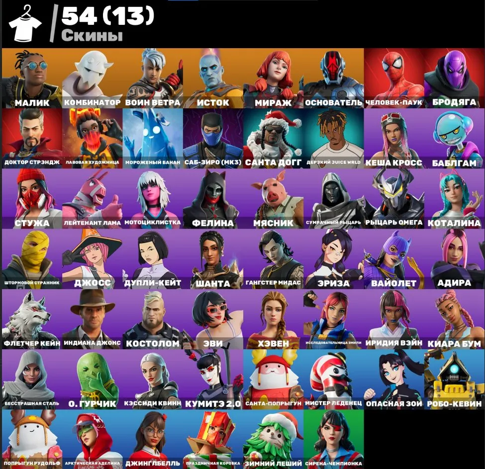 F1260 54 Skins, Malik, Combinator, Wind Warrior, Istok, Mirage, 5 Exclusive Items (G)