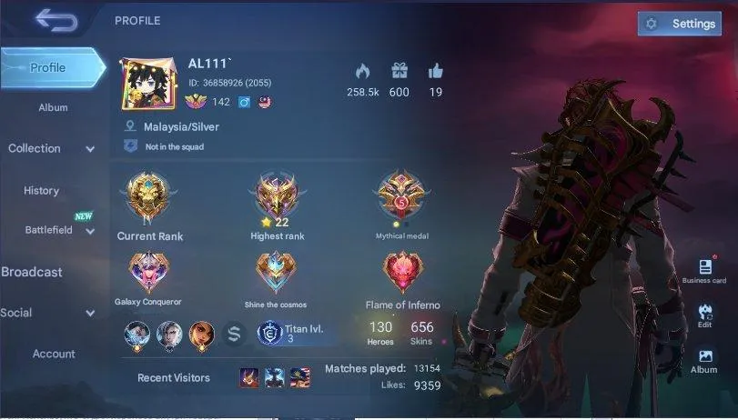 ML538 60% WR Legend 656 Skins Legend Freya Gusion Valir JJK Xavier Julian Exorcist Granger AOT Yin Soul Vessel Aamon