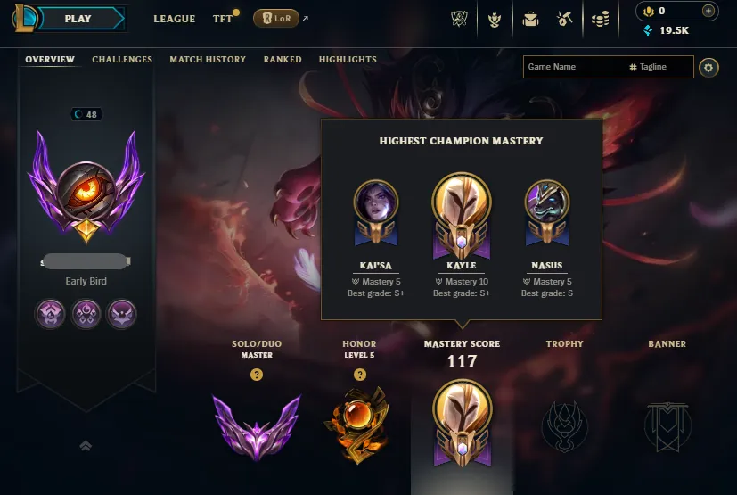 HUGE SALE!š„LVL48 Master 300LP 63%WR Handleveledš19K BE 48Champs 9Skinsā
Lifetime Ownership Guarantee - Never Taken Back