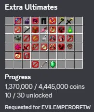 MC44 // MVP+ 250 Network Level #12 Lifetime Hide and Seek Wins UHC Extra Ultimates 10/30 Professions Unlocked