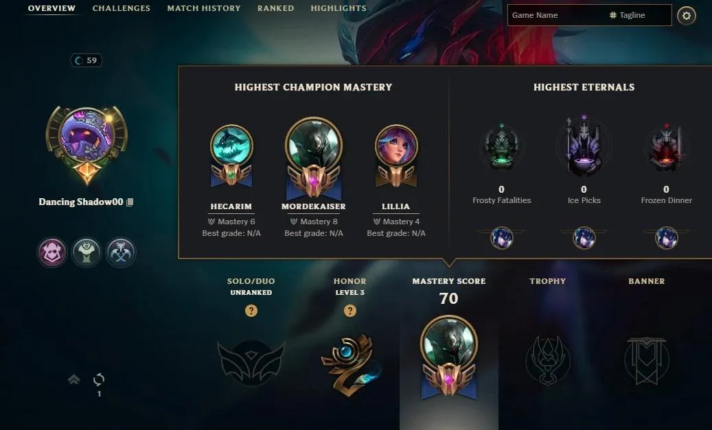 📬【NA】⸱ 🔫 10 Skin⸱ 🆙 57 Champ⸱ 🎠 Unranked⸱ 📬 Honor 3⸱ 💠 2025 Ready⸱ 💳 Level 59⸱ ⚡ 1670 BE⸱ 📬 75 RP⸱ 💬 Email Access #4NWR8JNA