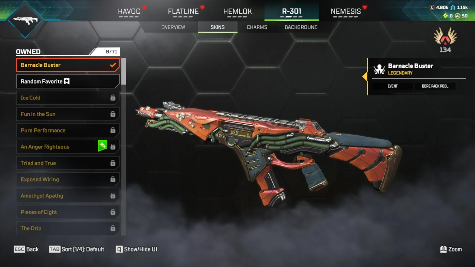 AP547 48 Legendary Skins, Rookie Rank, Level 91, Tombstick, Arachnid Rush, Slayer's Lancer, Luxury Finish, Veteran Voyager, Quicksilver 