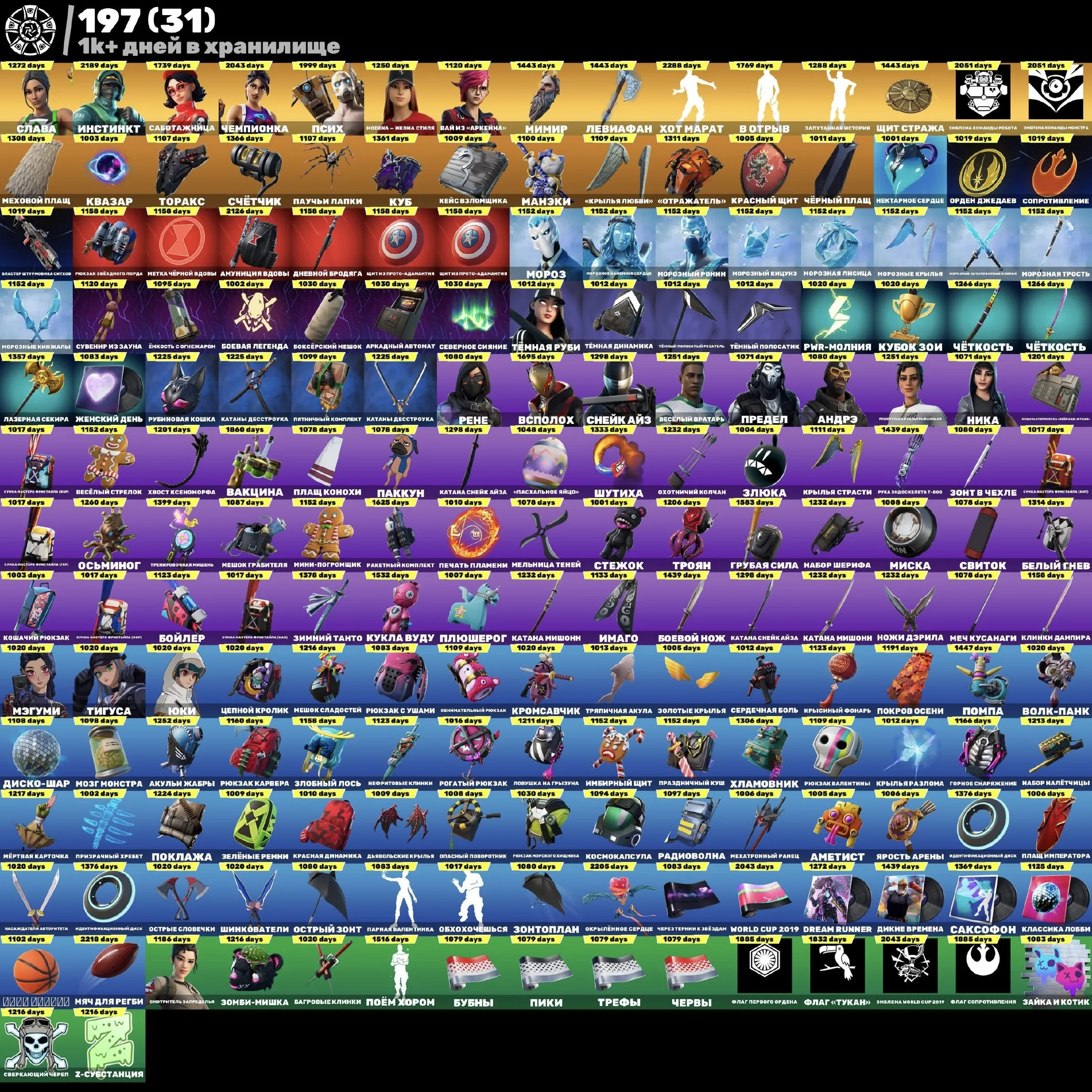 F1381 488 Skins | Wildcat | Eon | Rogue Spider | 125k PR Peak | 44k$ Earnings | Massive Backblings Pickaxes Gliders Emotes Wraps Collection 