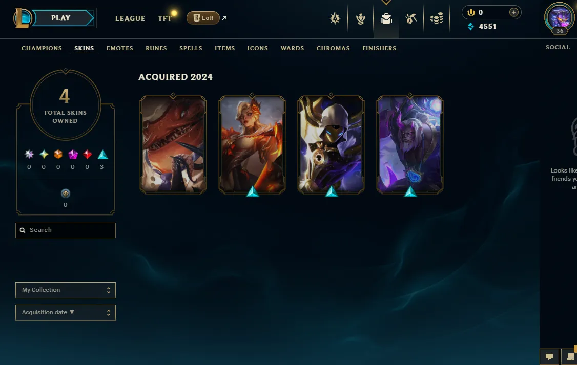 🔥 Cosmic Reaver Kassadin 🌊 EUW ∙ Hand-leveled ⭐ Gold IV ♦️ 62% Win Rate ✅ 29 Champions 💎 4 Skins ✔️ Full Access 🚚 Instant Delivery