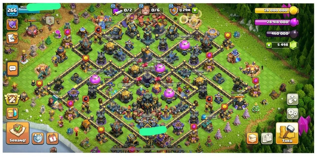 COC552 TH17 GG ALLMAXX GEAR EPIC HEROES 100 100 90 75 STRONG TROOPS SPELLS PETS 5498 GEMS (G)