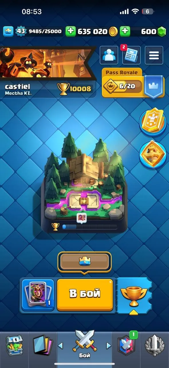 CR540 Epic 10k+ Trophies High Level King 14, Many Level 15 and 14 Cards, Rich Emotes Tower Skins and Banner Decorations, 600 Gems, 635k Gold, Heroes and Evolutions Ready