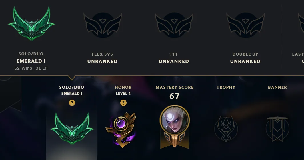 [EUW] Season 15 | Emerald 1 %54.2 WR (JG) | 7 Skins | 15.1K BE | Honor 4 | 64 Champs | CHANGEABLE E-MAIL Wins: 52 Losses: 44