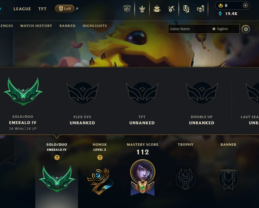 [EUW] Season 15 | Emerald 4 25+ LP GAIN FRESH %63.6 WR | 5 Skins | 19.4K BE | Honor 5 | 37 Champs | CHANGEABLE E-MAIL Wins: 14 Losses: 8