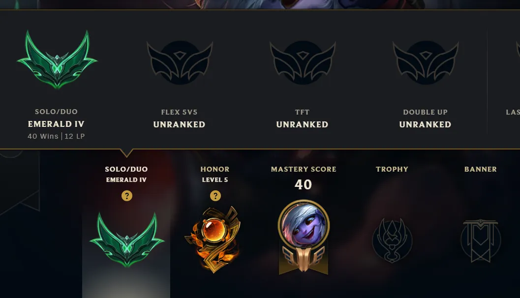 [EUW] Season 15 | Emerald 4 %70 WR | 7 Skins | 42.2K BE | Honor 5 | 53 Champs | CHANGEABLE E-MAIL Wins: 40 Losses: 18