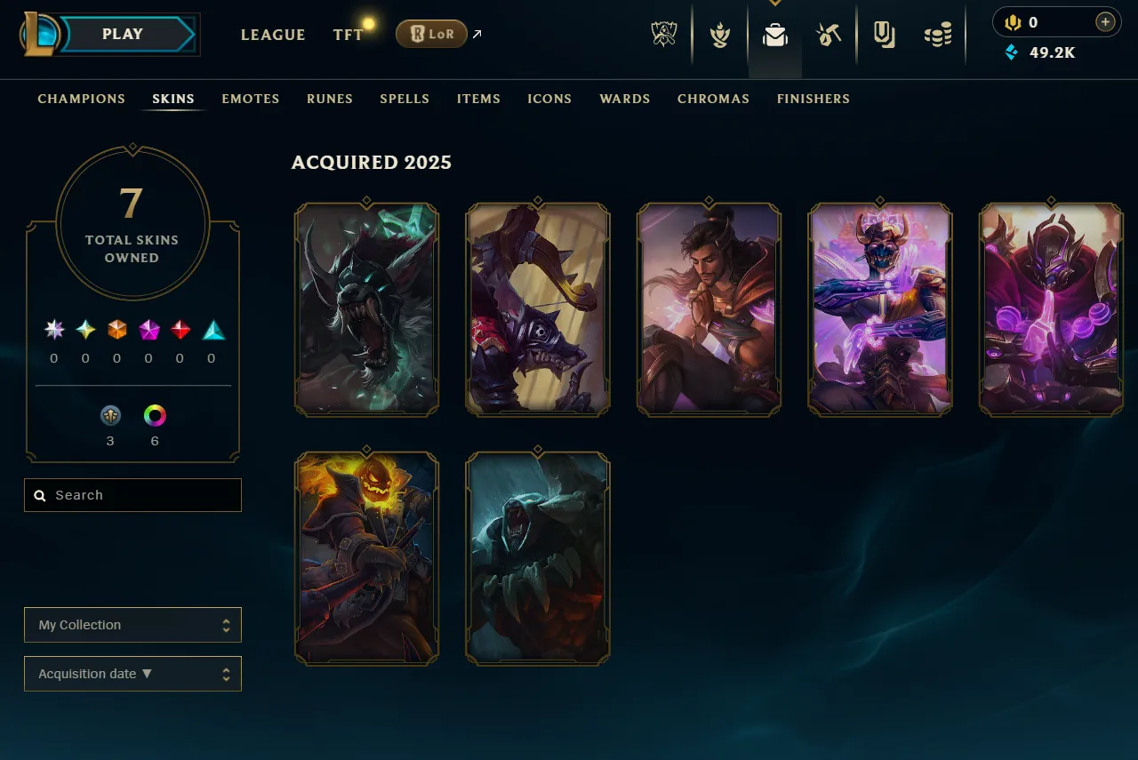 [EUW] Season 15 | Platinum III %73 WR | 7 Skins | 49.2K BE | Honor 5 | 38 Champs | CHANGEABLE E-MAIL Wins: 70 Losses: 26