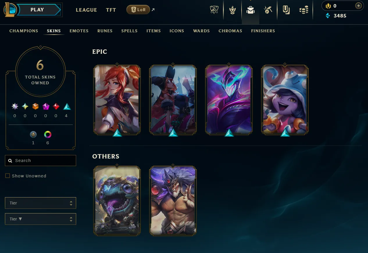 [EUW] Season 15 | Silver 2 %62.5 WR | 6 Skins | 3.5K BE | Honor 3 | 39 Champs | CHANGEABLE E-MAIL Wins: 5 Losses: 3