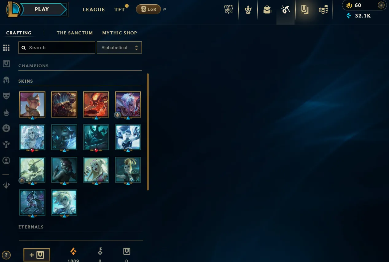 [EUW] Season 15 | HANDMADE | Emerald 1 %52.9 WR (MID) | ( skins in loot) 1 Skins | 32.1K BE | Honor 4 | 57 Champs | CHANGEABLE E-MAIL Wins: 63 Losses: 56