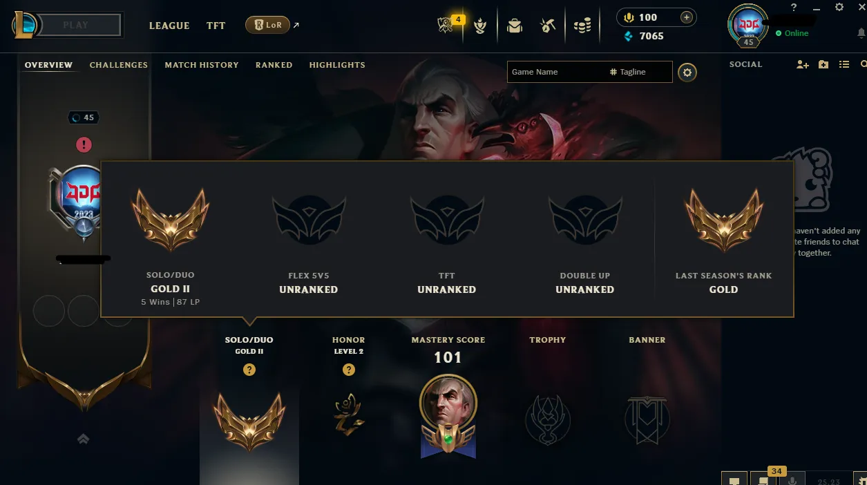 【EUW】GOLD 2 🌊5W 7L 🔥40 Champ 💎Recovery Info