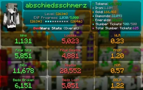 MC49 // VIP+ 263 Star BW, 140 Hypixel Level, 6 Capes (Menace, Home, Pan, Migrator, Yearn, Common), Glorious Kill Message