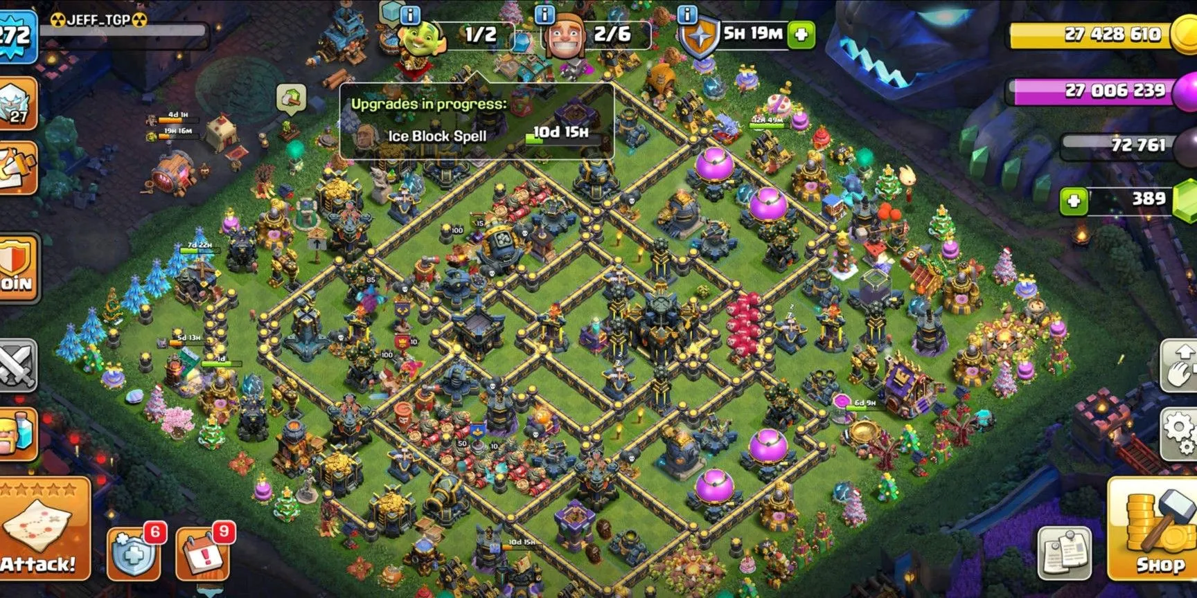 COC540 TH17 FULL MAX HEROES 100 100 85 75 MAX TROOPS SPELLS PETS EQUIPMENT 5094 TROPHIES (G)