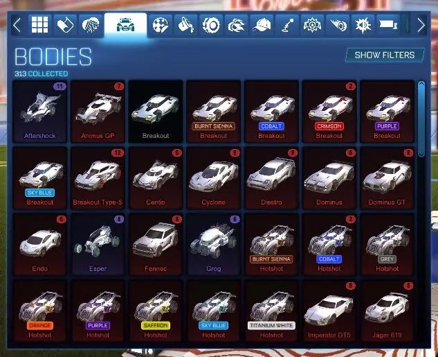STOCK410 //Fennec, Over 80 Cars, 500+ Exotic Drops, Painted Hotshot, Dominus, Endo, 20+ Painted Octanes, Draco, Dynamo, Mainframe, Dissolver, Popcorn, Parallax, Juiced, Zomba, Stella, Santa Fe