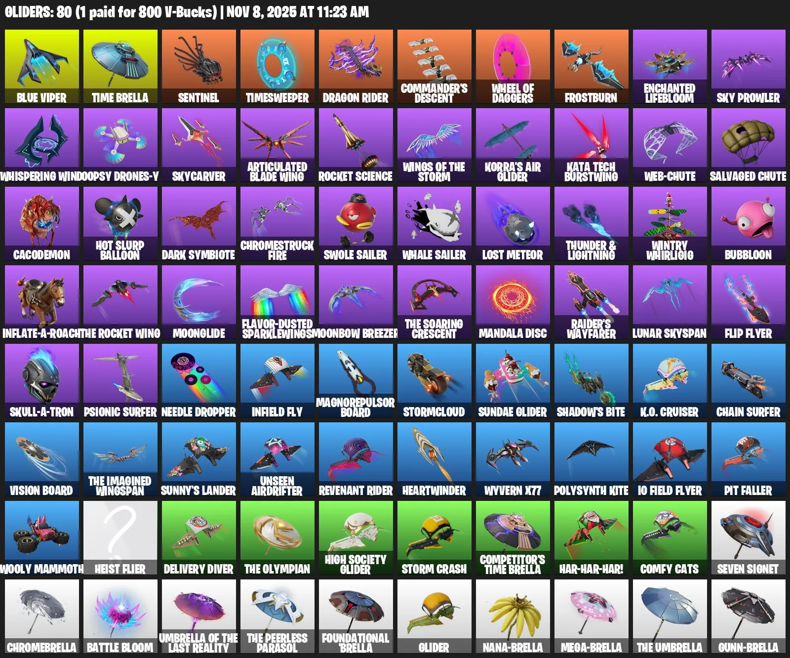 F1003 100 Skins: Joltara, Blaze, Goku, Shadow Midas, Venom