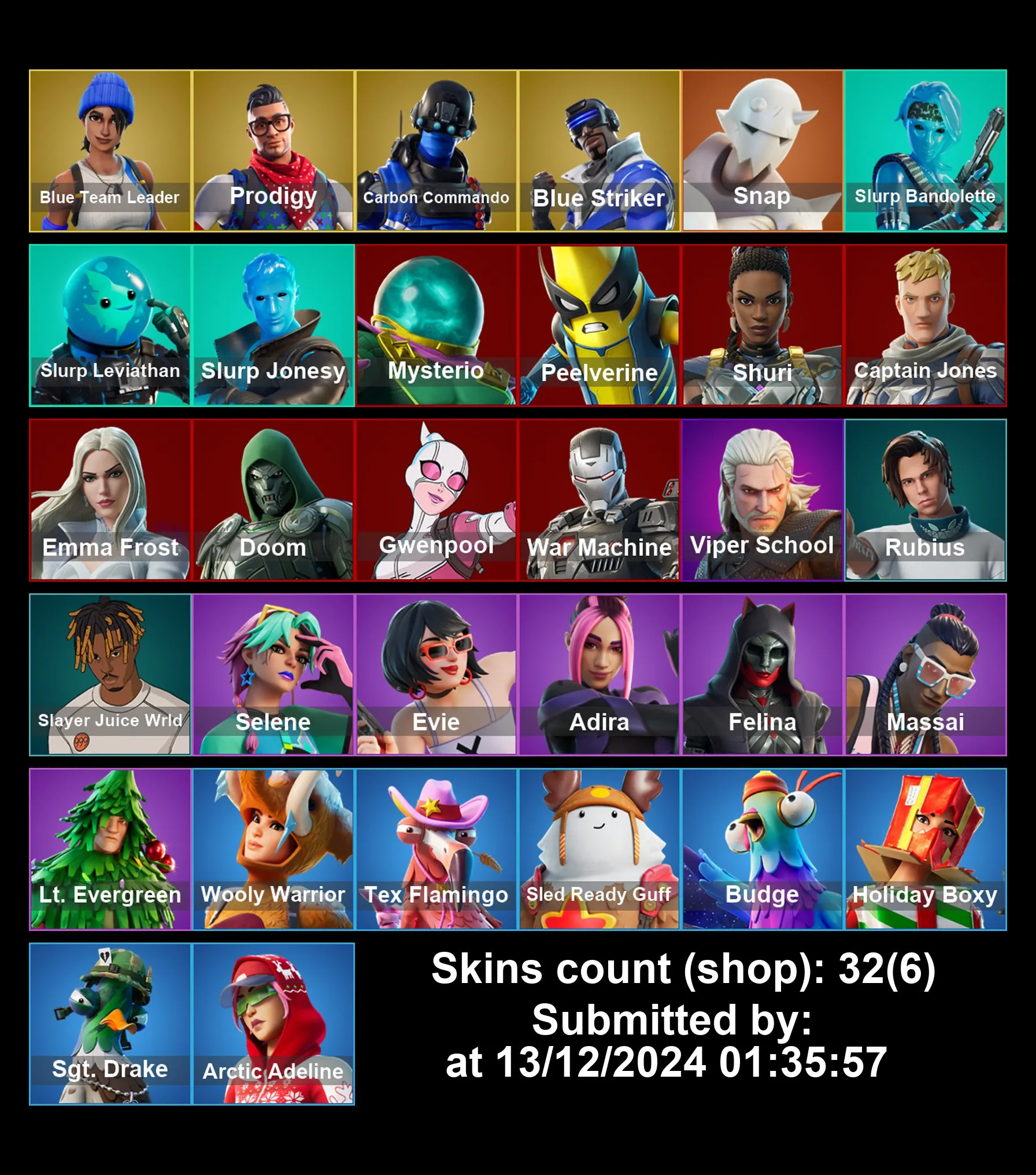 [PC/PS4-5/XBOX] 32 Skins | Blue Team Leader | Prodigy | Blue Striker | Felina | Budge | Rubius | Tex Flamingo | Slurp Jonessy | Viper School | Full Email Access