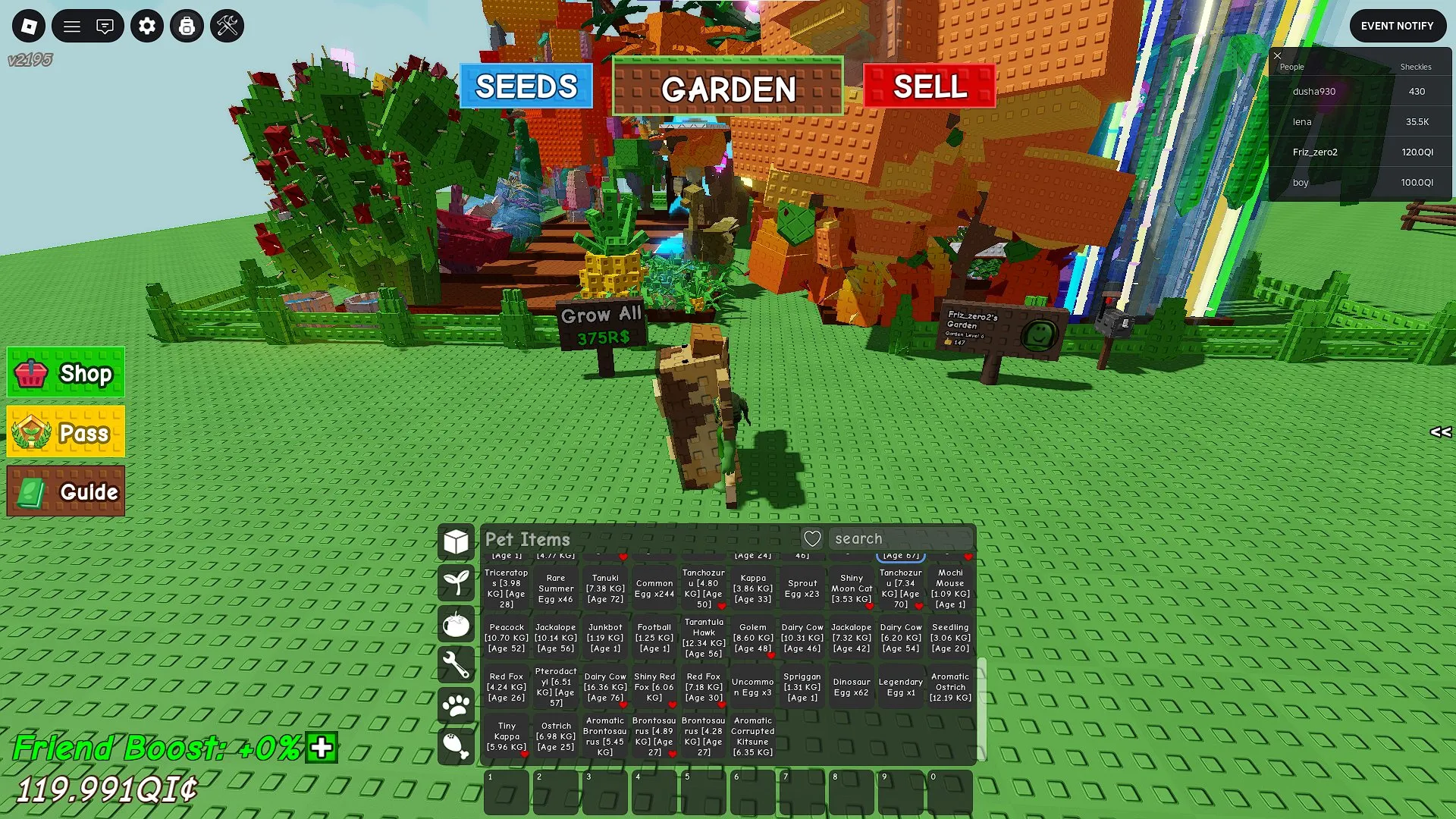 RBL3065 Paradise Petal Windstruck Frozen Sandy, Huge Multi-Color Garden, 78 Pets including Aromatic Ostrich, Shiny Moon Cat, Shiny Red Fox, Mythical Fox and Many Rare Eggs (G)