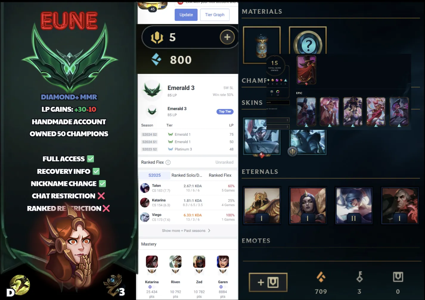  EUNE  Handlevel ⚡ Emerald III (85 LP)✨ +30LP Gains  The Magnificent Twisted Fate & More  Full Email Access ✅ Full Ownership Transfer #SBL-0X0