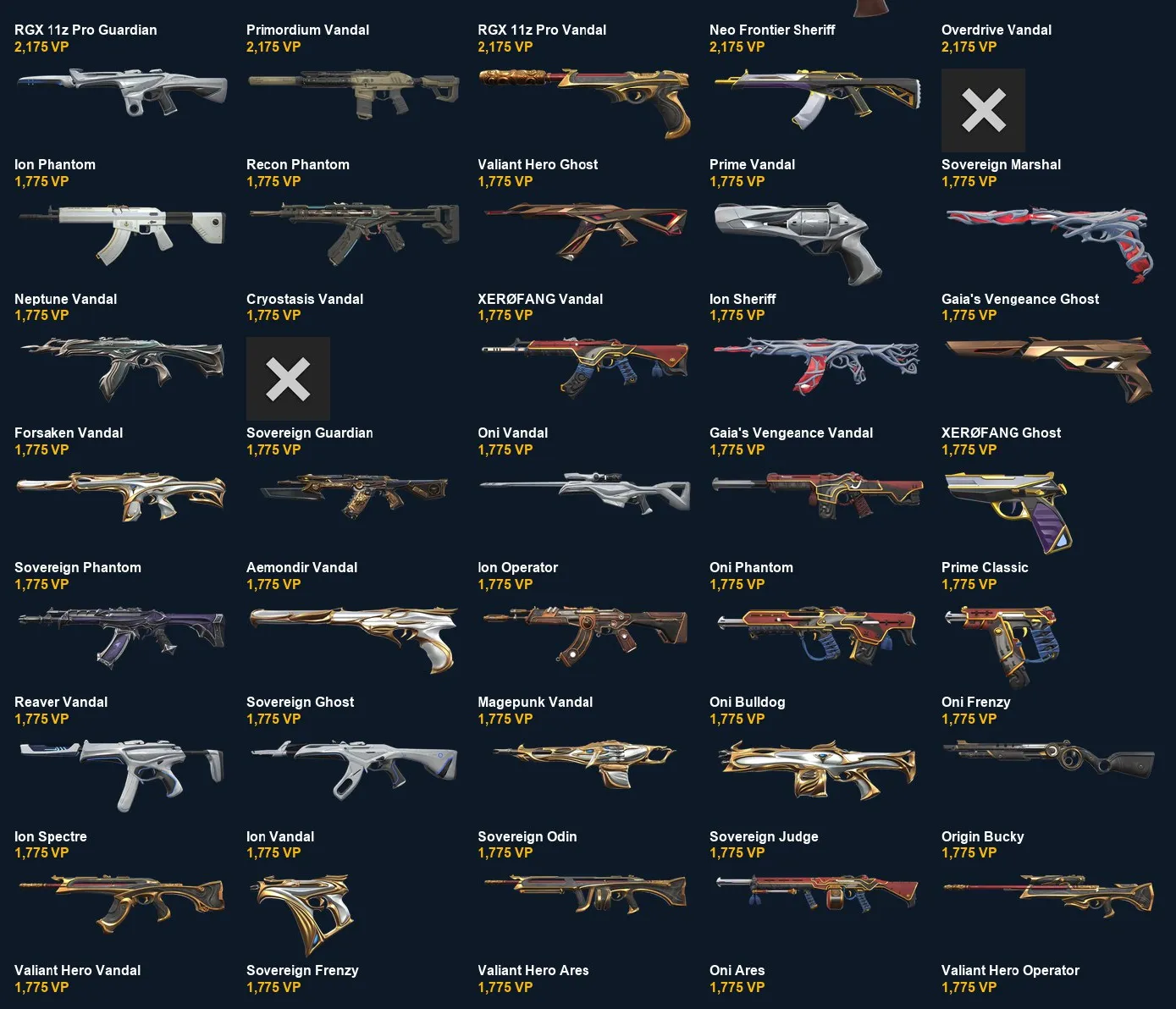 V102 //Onimaru Kunitsuna, Kuronami no Yaiba, Prime//2.0 Karambit, Champions 2023 Kunai, RGX 11z Pro Firefly, RGX 11z Pro Vandal, XEROFANG Knife, Mystbloom Kunai, Champions 2023 Vandal