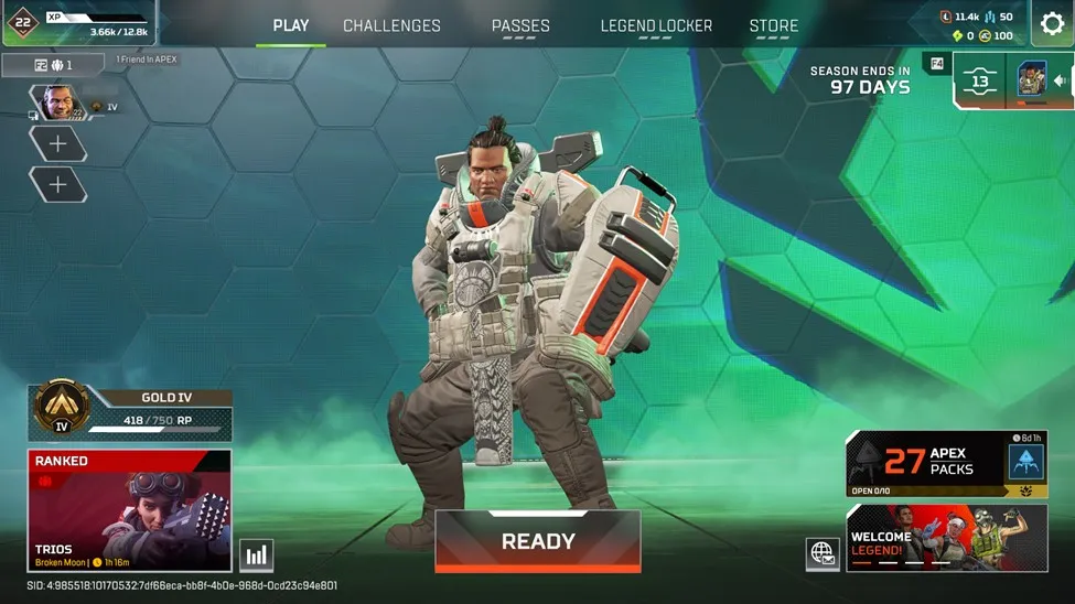 Apex Account | Ranked Ready | EA (Linkable) | Gold 4 | S27 | 27 Packs (Heirloom Try)